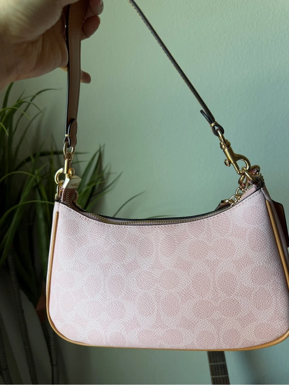 Coach Pink Powder Charms Shoulder Bag with Gold Chain